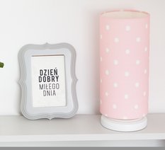 Lampka nocna Lovely Dots 13x32 cm abażur do pokoju dziecięcego różowa drewno olejowane - Miniaturka zdjęcia nr 3