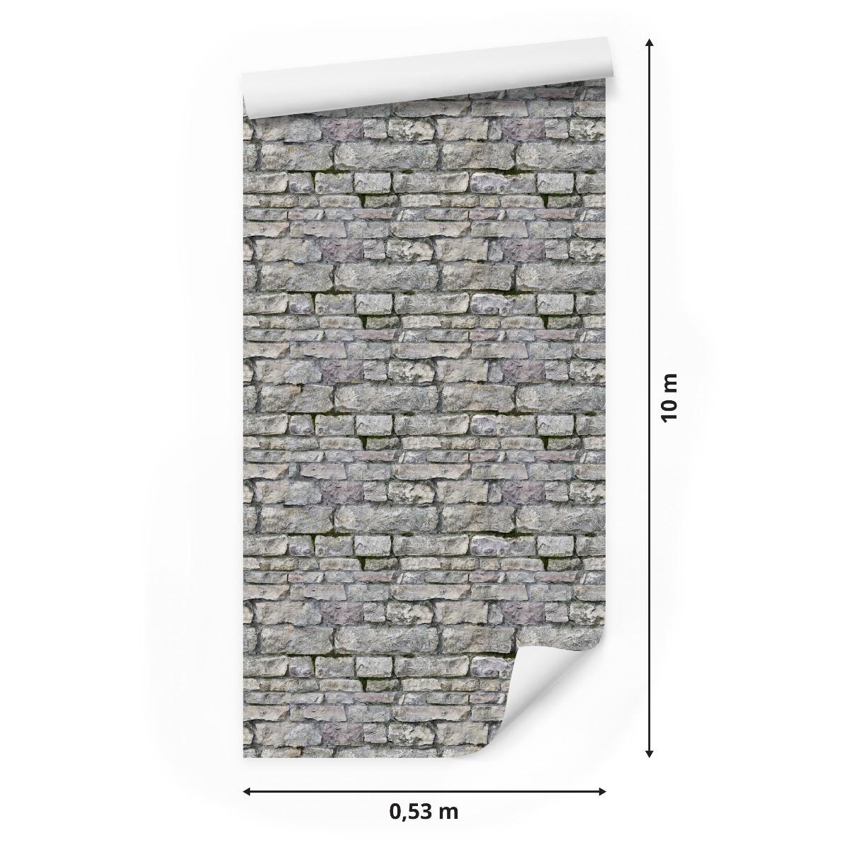 Tapeta Do Salonu Szara CEGŁA Kamień Mur Efekt 3D 53x1000  nr. 2