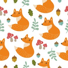 Tapeta Do Pokoju Dziecka Bajkowe LISKI Roślinki  - Miniaturka zdjęcia nr 3