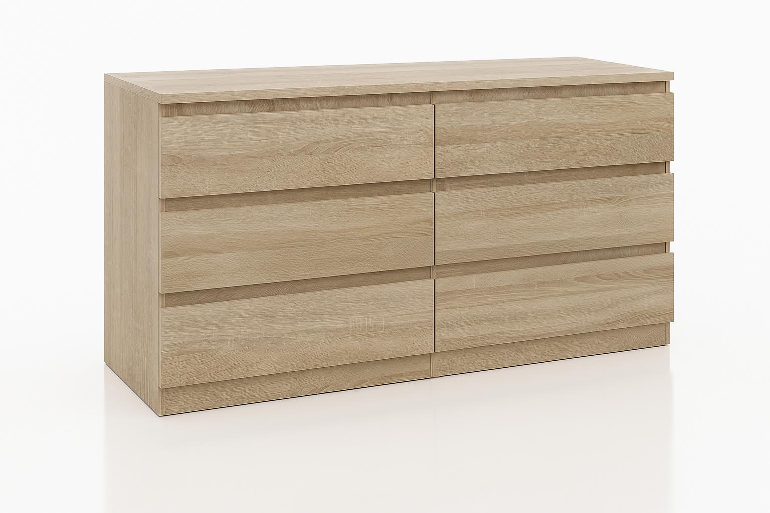 Komoda MARTUSIA 72x120x40 cm z 6 szufladami dąb sonoma do salonu i sypialni