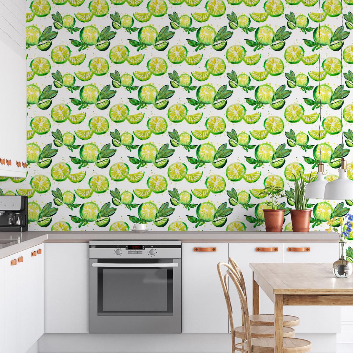 Tapeta ścienna do kuchni, owoce, limonki, liście nr. 4