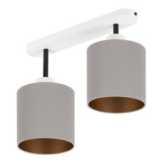 Lampa sufitowa 37 x 15 x 30 cm dwupunktowy spot gwint E27 biała z szarymi abażurami do salonu - Miniaturka zdjęcia nr 1