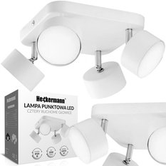 Lampa sufitowa punktowa LED Heckermann 8795318A Biała 4x głowica