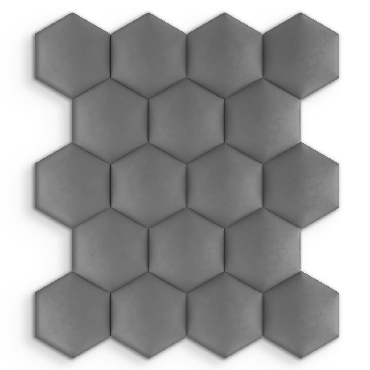 Panele tapicerowane 26x30 na ścianę hexagon szary nr. 6