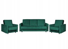 Zestaw wypoczynkowy wersalka fotele zielony