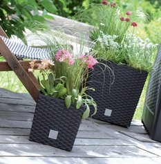 Doniczka z wkładem kwadratowa 20x20cm RATTAN Biała - Miniaturka zdjęcia nr 8