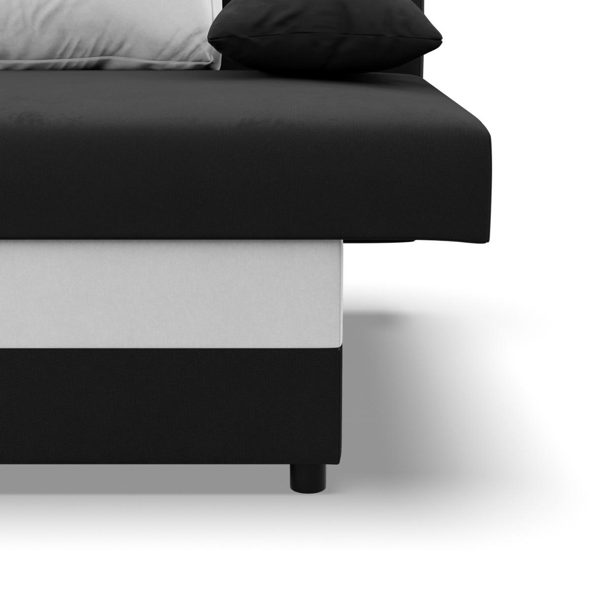 Kanapa 3-osobowa NOLA 191x92x91 cm wygodna sofa rozkładana z pojemnikiem do pokoju do salonu sprężyna bonell czarna biała nr. 6