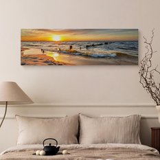 Obraz Panoramiczny MORZE Bałtyckie Plaża Zachód Słońca Pejzaż 145x45cm - Miniaturka zdjęcia nr 7