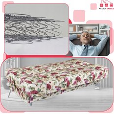 Wersalka SARA PRINT 200x95 cm róże rozkładana kanapa z pojemnikiem sofa do salonu Flowers - Miniaturka zdjęcia nr 5