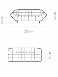 Sofa GAPPA 200x94x82 cm monolith 92 nowoczesna kanapa pikowana wersal ciemnoszara do salonu - Miniaturka zdjęcia nr 3