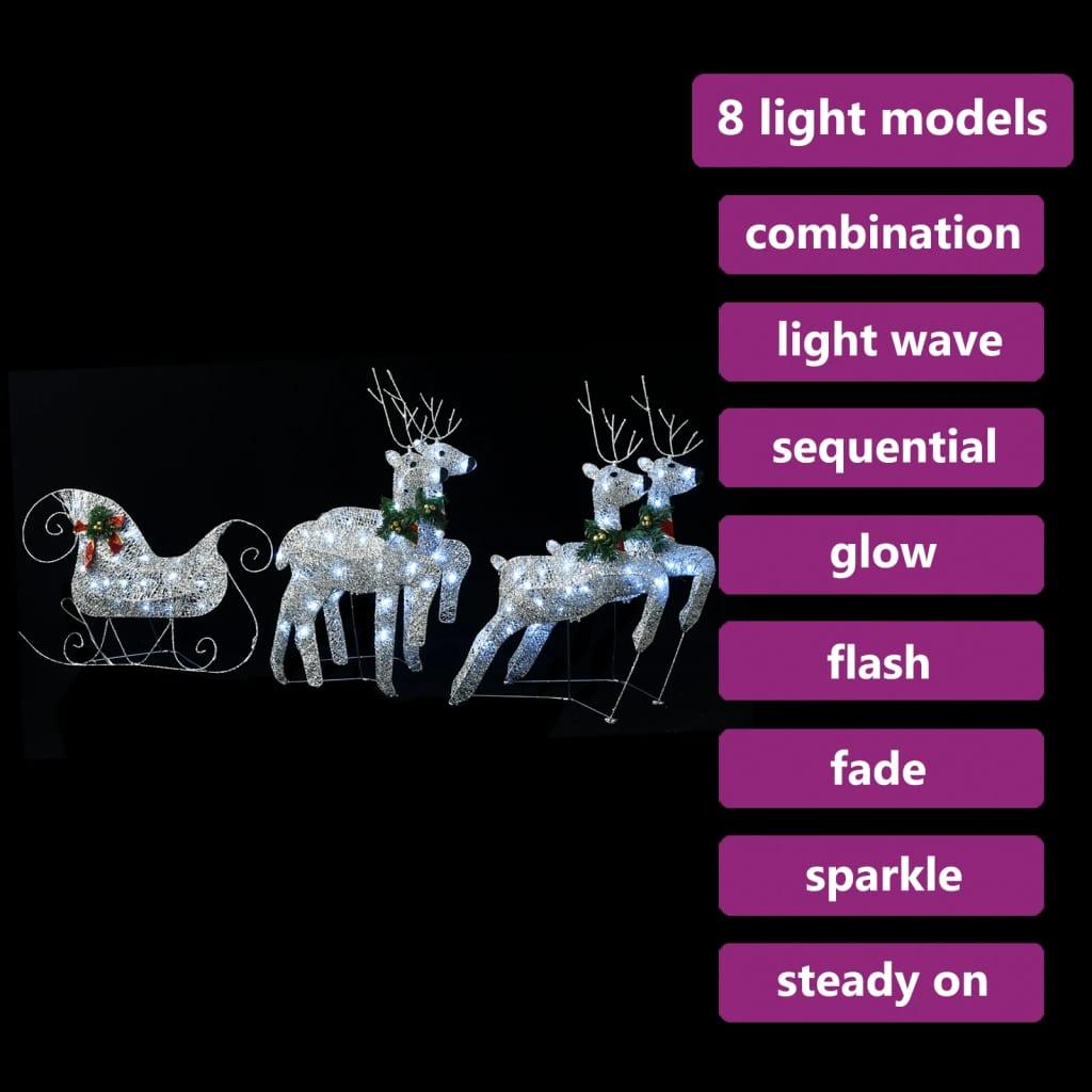 Renifery z saniami 100 LED dekoracja świąteczna srebrne do ogrodu nr. 3