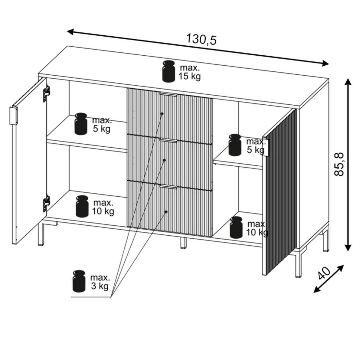 Komoda 2D Flinn 130 cm do sypialni przedpokoju czarny mat nr. 5