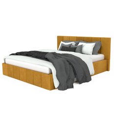 Łóżko tapicerowane 160x200 premium z pojemnikiem do sypialni żółte wezgłowie 107 cm - Miniaturka zdjęcia nr 8