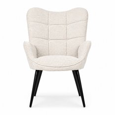 Fotel uszak tapicerowany wypoczynkowy 69x63x89 cm do salonu biura nogi czarne, szenil kremowy - Miniaturka zdjęcia nr 4