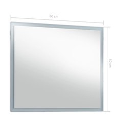 Lustro 60x50 cm do sypialni łazienki ścienne z LED aluminium szklane srebrny  - Miniaturka zdjęcia nr 8