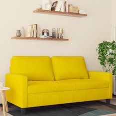 Sofa 158x77x80 cm 2-osobowa tapicerowana aksamitem żółta do salonu - Miniaturka zdjęcia nr 2