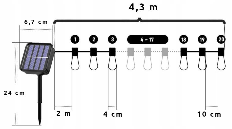 Lampy 430 cm solarne girlanda do ogrodu na balkon  nr. 11