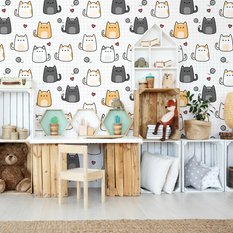 Tapeta dla dzieci – Kotki i serduszka  - Miniaturka zdjęcia nr 4