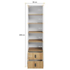 Regał Simi 55 cm do sypialni przedpokoju garderoby biały hikora naturalna - Miniaturka zdjęcia nr 3