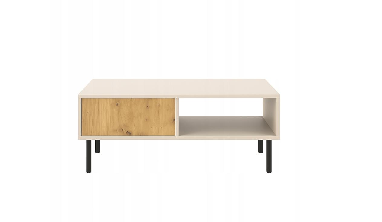 Stolik kawowy LOLA 110x60x40 cm ze schowkiem do salonu dąb artisan kaszmir