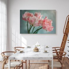 Obraz Na Płótnie Różowe Kwiaty Zielone Tło 70x50 Dekoracja Do salonu - Miniaturka zdjęcia nr 4