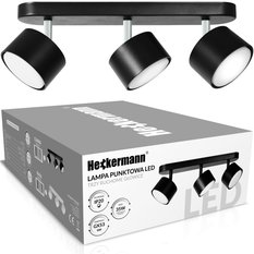 Lampa sufitowa punktowa LED Heckermann 8795316A Czarna 3x głowica