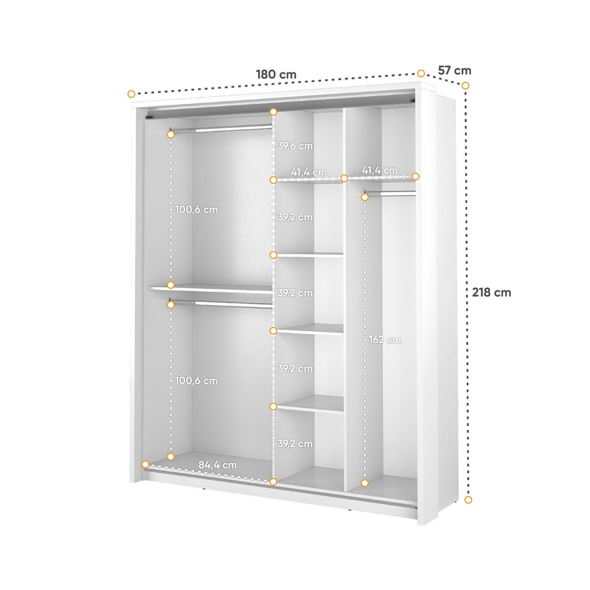 Szafa z lustrem Arti 180 cm do sypialni przedpokoju garderoby biały nr. 8