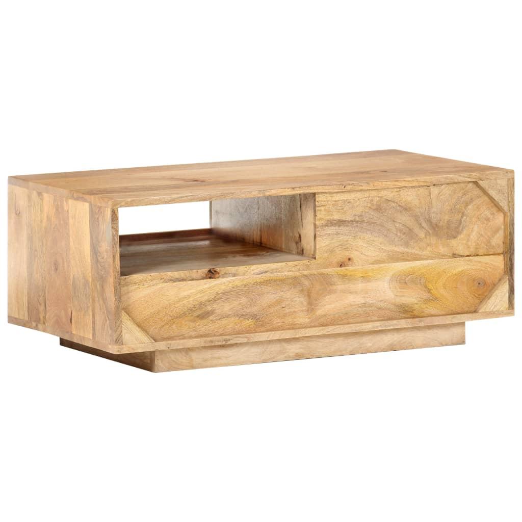 Stolik kawowy 90x50x35 cm z praktyczną półką z litego drewna mango do salonu nr. 1