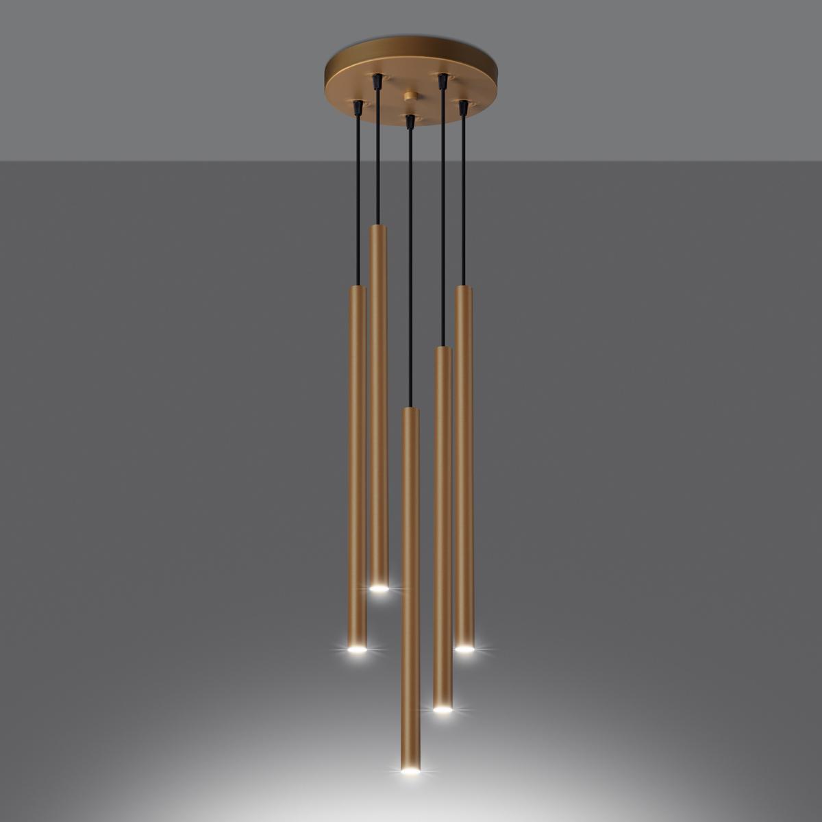 Lampa wisząca PASTELO 5P złota 110x25x25cm nowoczesna G9 do salonu nr. 3