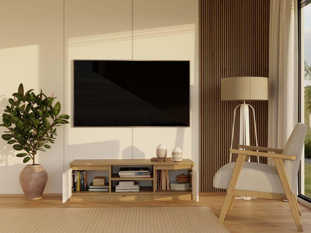 Szafka RTV Malwa 36x120x40 cm do salonu dąb artisan biel  nr. 11