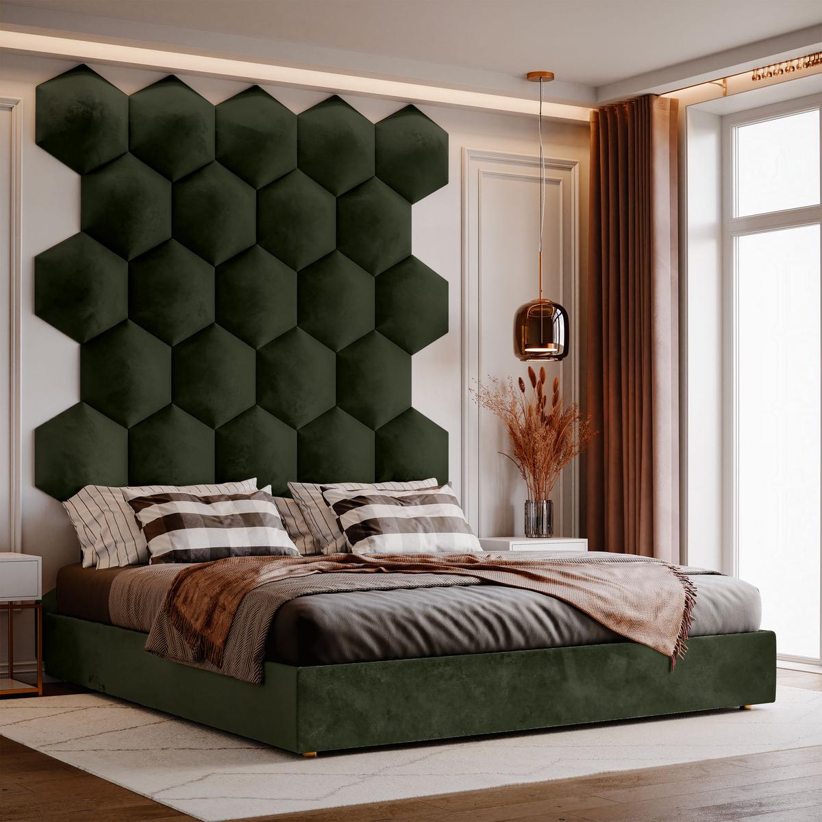 Panele tapicerowane 26x30 cm na ścianę hexagon khaki nr. 5