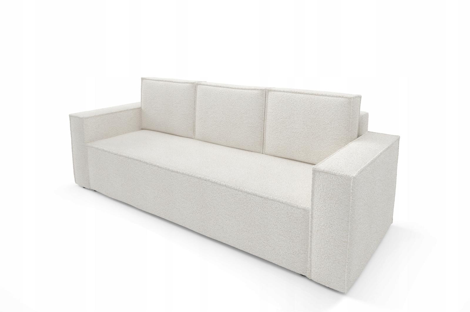 Kanapa CORDA 248x96x93 cm sofa z funkcją spania automat i pojemnik BOUCLE biała do salonu nr. 5