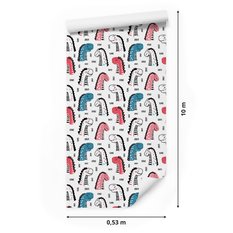 Tapeta dla dzieci w kolorowe dinozaury, kropki  - Miniaturka zdjęcia nr 2