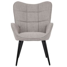 Fotel uszak tapicerowany wypoczynkowy 69x63x89 cm do salonu biura nogi czarne, jasnoszary - Miniaturka zdjęcia nr 3
