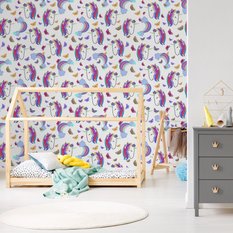 Tapeta dla dziewczynki kolorowe jednorożce motyle  - Miniaturka zdjęcia nr 4