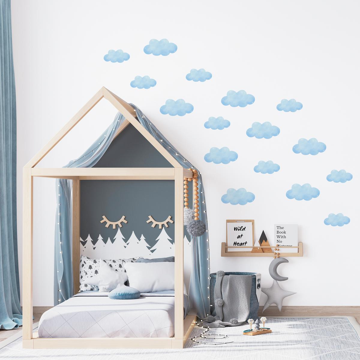NAKLEJKA NA ŚCIANĘ DO POKOJU DZIECKA 120x60 NIEBIESKIE CHMURECZKI nr. 4