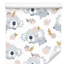 Tapeta do pokoju dziecka koala misie kwiaty kropki  - Miniaturka zdjęcia nr 1