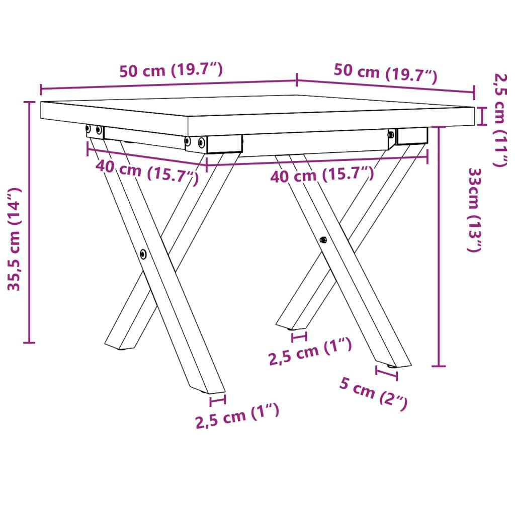 Stolik kawowy 50x50x35,5 cm nogi w kształcie litery X lite drewno do salonu nr. 10