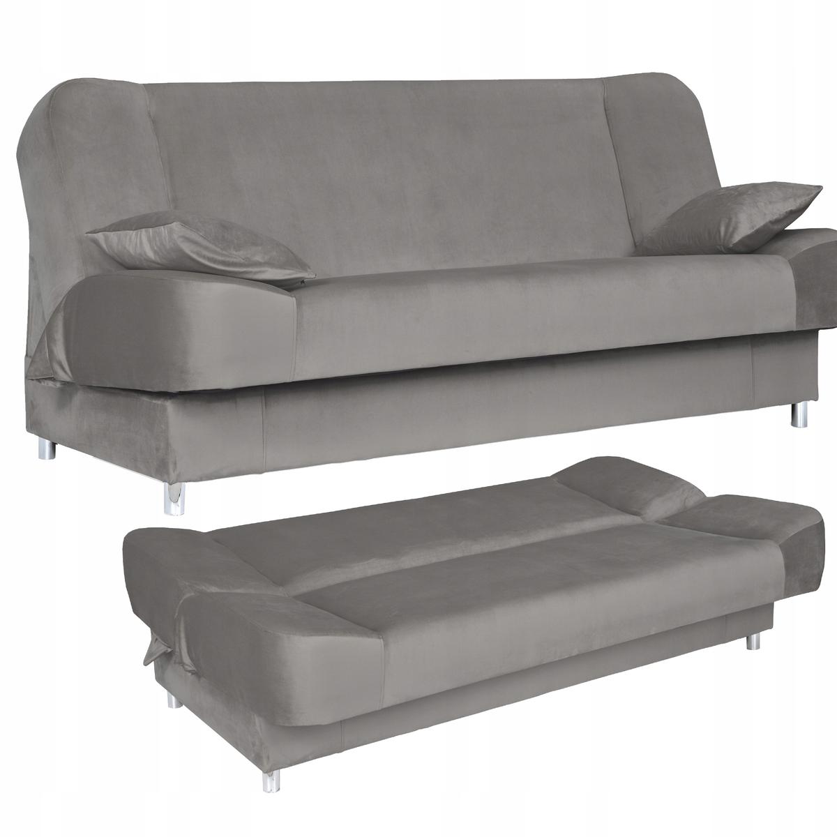 Wersalka SARA 200x95 cm szara rozkładana kanapa z pojemnikiem sofa do salonu Royal