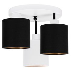 Lampa sufitowa 30 x 30 x 31 cm trzypunktowa gwint E27 biała z czarno-białymi abażurami do salonu - Miniaturka zdjęcia nr 3