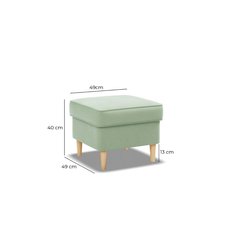 Podnóżek VELO 49x40x49 cm do uszaka fotela pufa tapicerowana siedzisko na nóżkach do salonu jasny zielony - Miniaturka zdjęcia nr 3