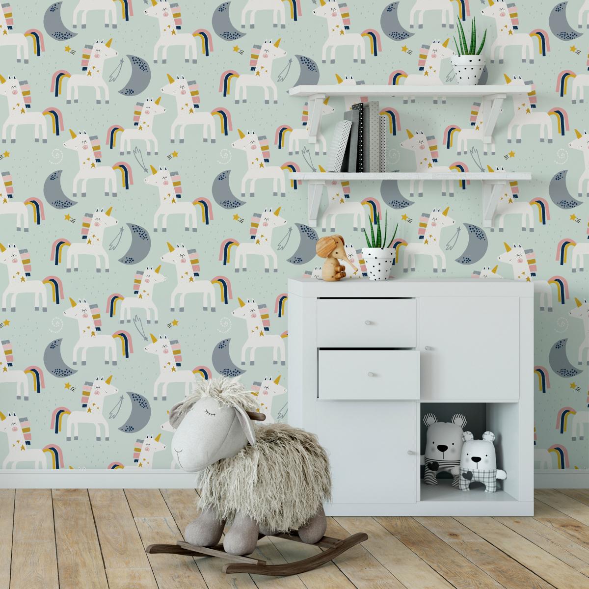 Tapeta W Stylu Skandynawskim JEDNOROŻCE Księżyce  nr. 6