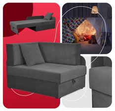 Sofa rozkładana DENIS 80x180 cm szara z pojemnikiem na pościel narożnik tapczan kanapa dla dziecka - Miniaturka zdjęcia nr 7