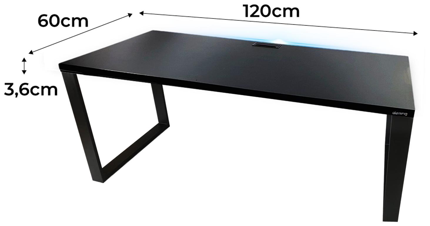 Biurko gamingowe model 2 Top 120x60x71 cm czarne LOFT LED RGB pilot przepust blat 3,6 cm nr. 2