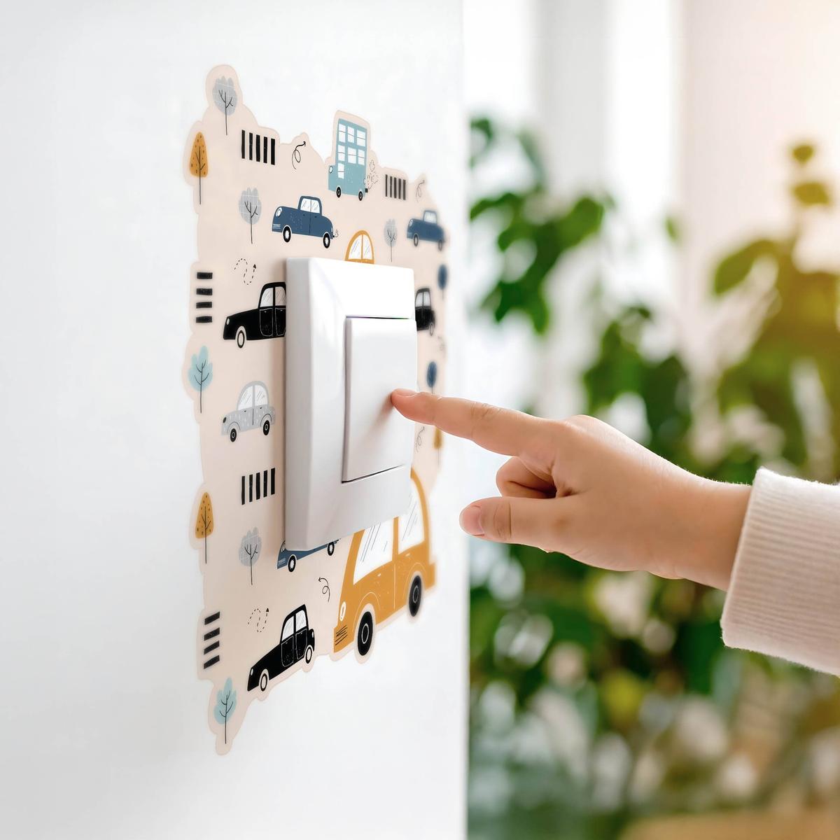 Naklejka Pod Włącznik Dla Dzieci Auta Samochody 20x20 Styl Skandynawski Drzewa nr. 7