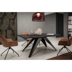 Stół rozkładany 160x90x76 cm prostokątny Harmonia blackc pietra grigria do jadalni - Miniaturka zdjęcia nr 4