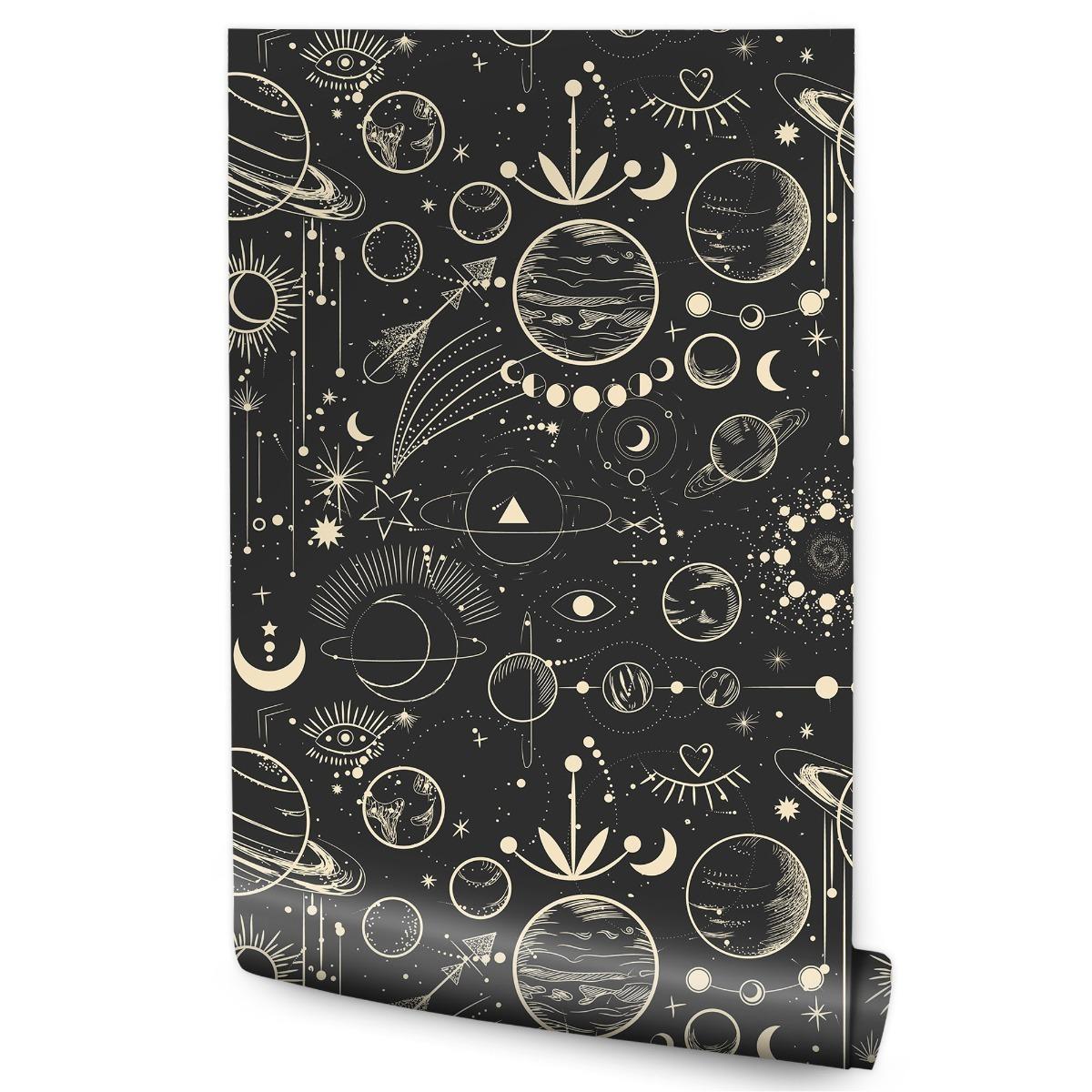 Tapeta Ścienna KSIĘŻYCE Planety Kosmos Styl Boho 