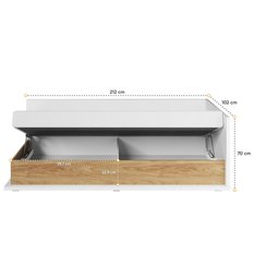 Łóżko Simi 90x200 cm do sypialni pokoju młodzieżowego prawe biały hikora naturalna - Miniaturka zdjęcia nr 3