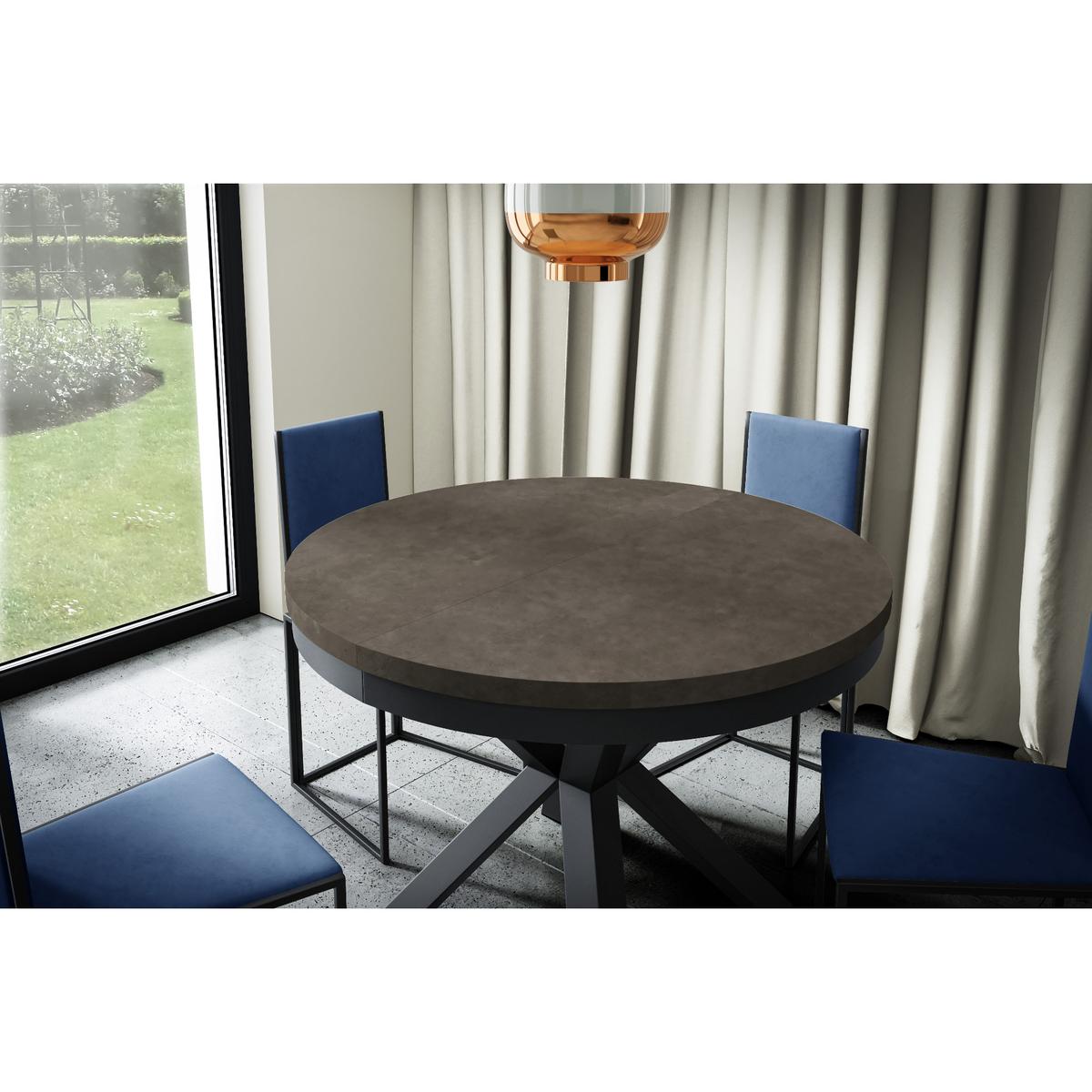 Stół rozkładany 120 cm okrągły Primo dark grey chicago concrete do jadalni nr. 2