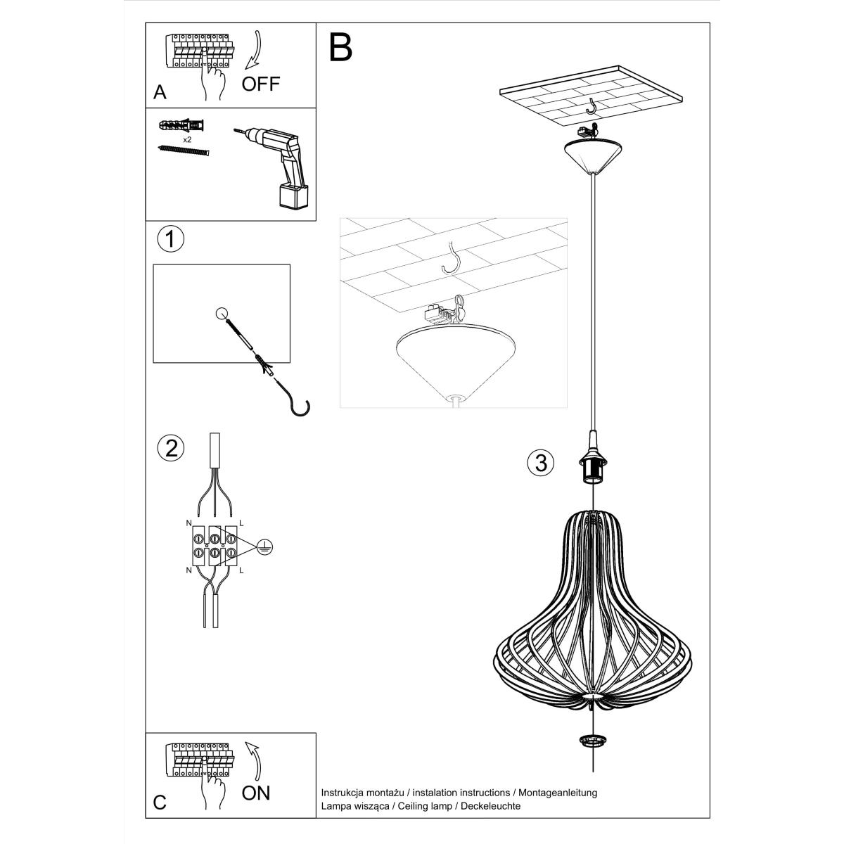 Lampa wisząca ELZA 110x41x41cm nowoczesna E27 do salonu nr. 5